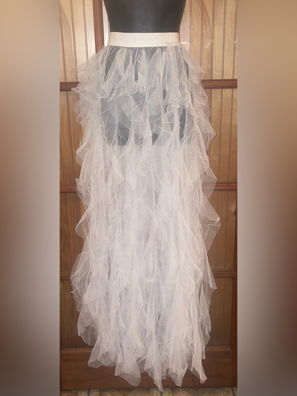Fate White Layered Tulle Maxi Skirt